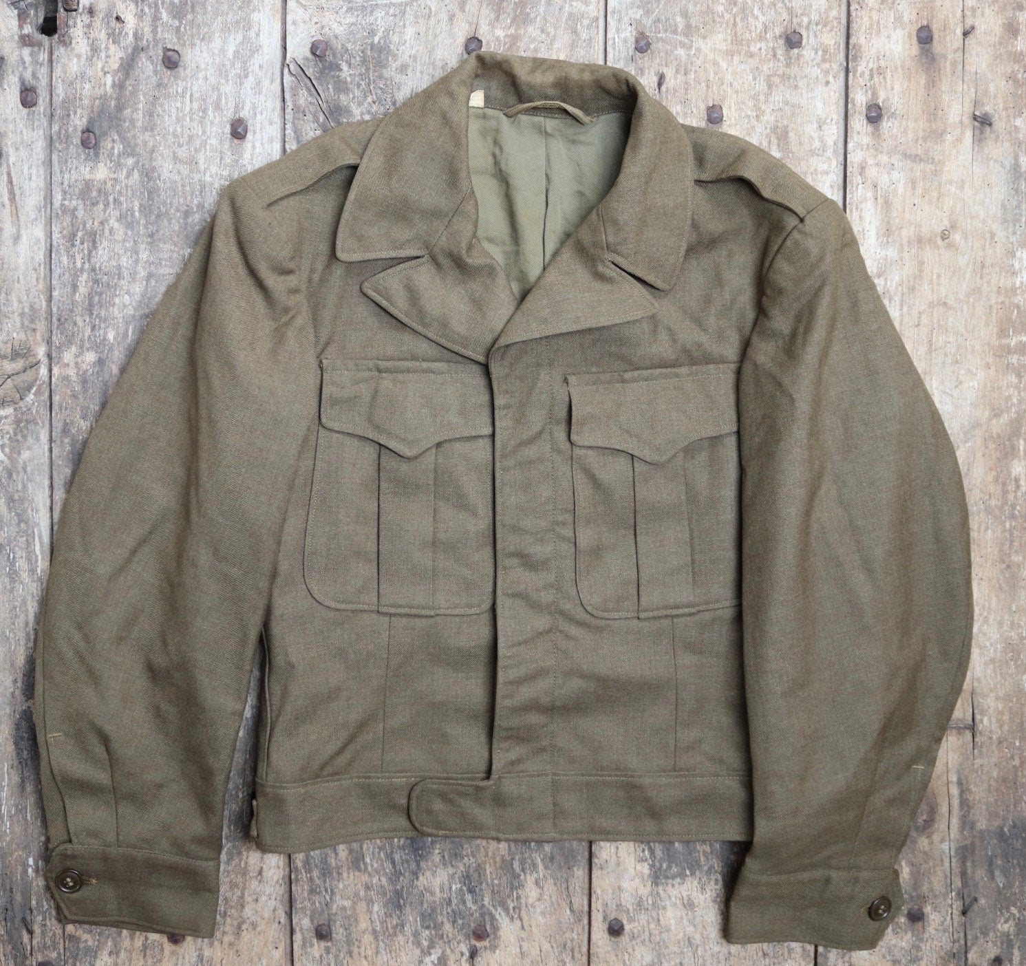 Vintage 1940s 40s 1945 WW2 US army military Ike field jacket blouson khaki wool 40" chest