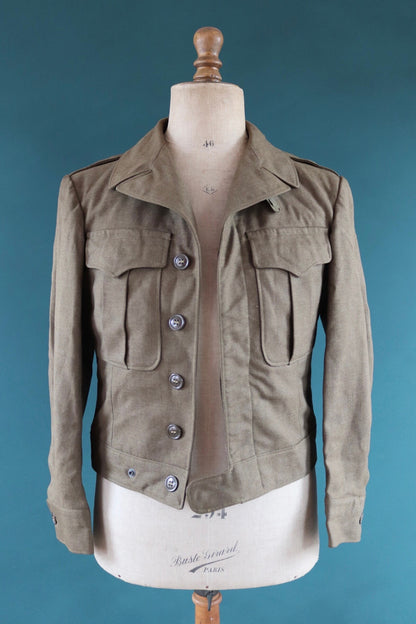 Vintage 1940s 40s 1945 WW2 US army military Ike field jacket blouson khaki wool 40" chest