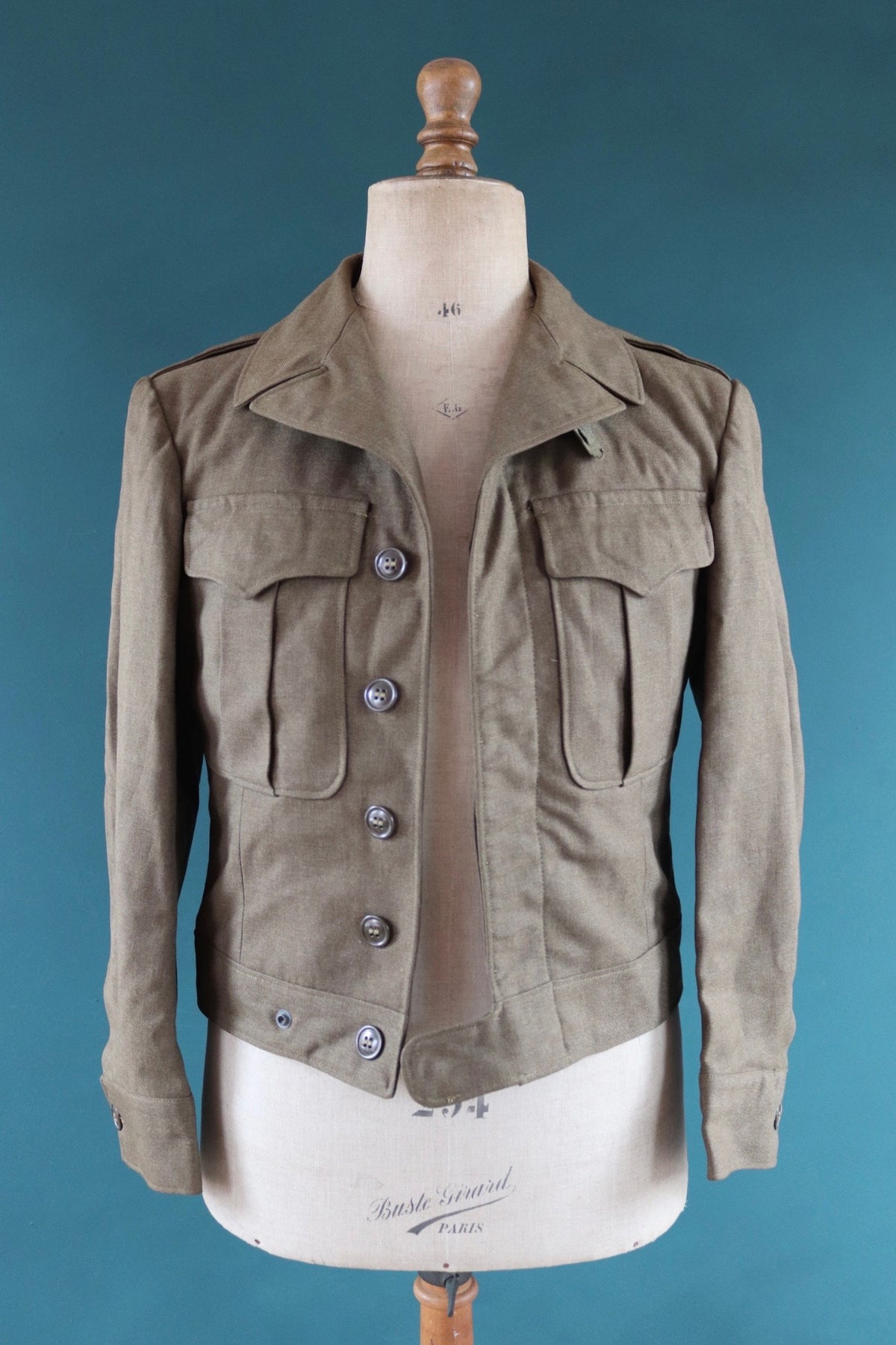 Vintage WW2 US army jacket - original 1940s Ike - military field blouson - khaki wool - 40" chest