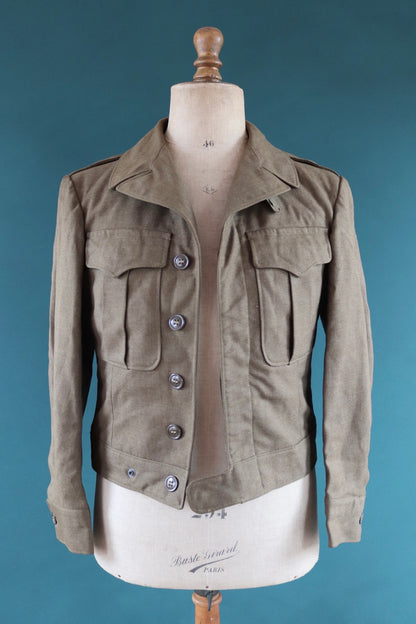 Vintage WW2 US army jacket - original 1940s Ike - military field blouson - khaki wool - 40" chest