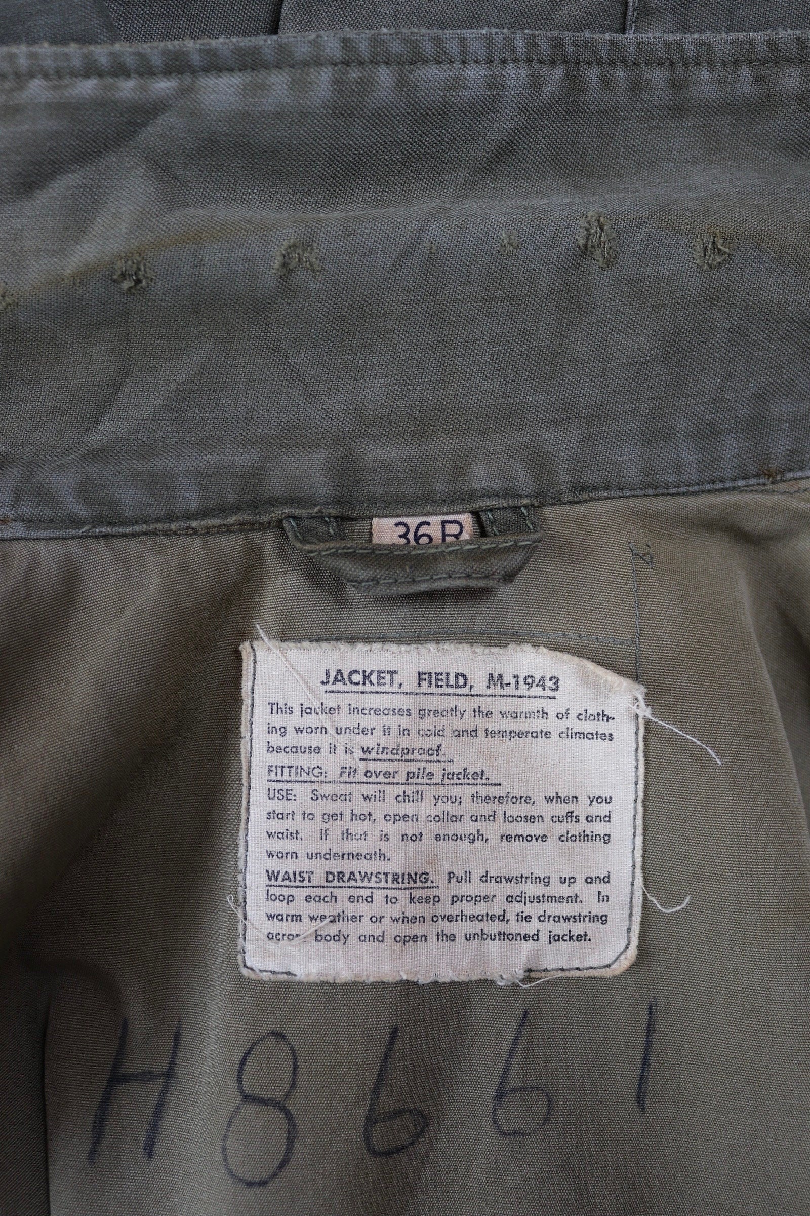 Vintage 1940s 40s US army military M-43 M43 M 43 field utility jacket olive green WW2 45” chest