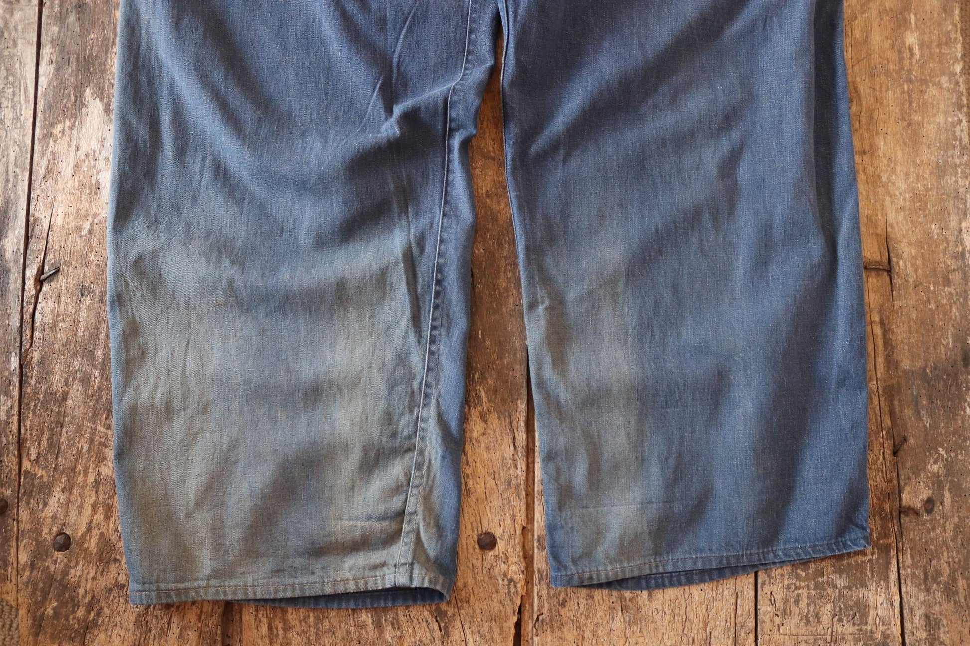 Vintage 1970s 70s 1980s 80s indigo blue denim overalls dungarees bib brace workwear work chore 44” x 32” selvedge H back