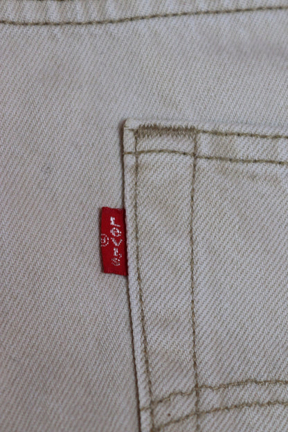 Vintage 2000s 00s Levis 501 Levi Strauss cream pale brown red tab small e denim jeans button fly 35” x 31” mod