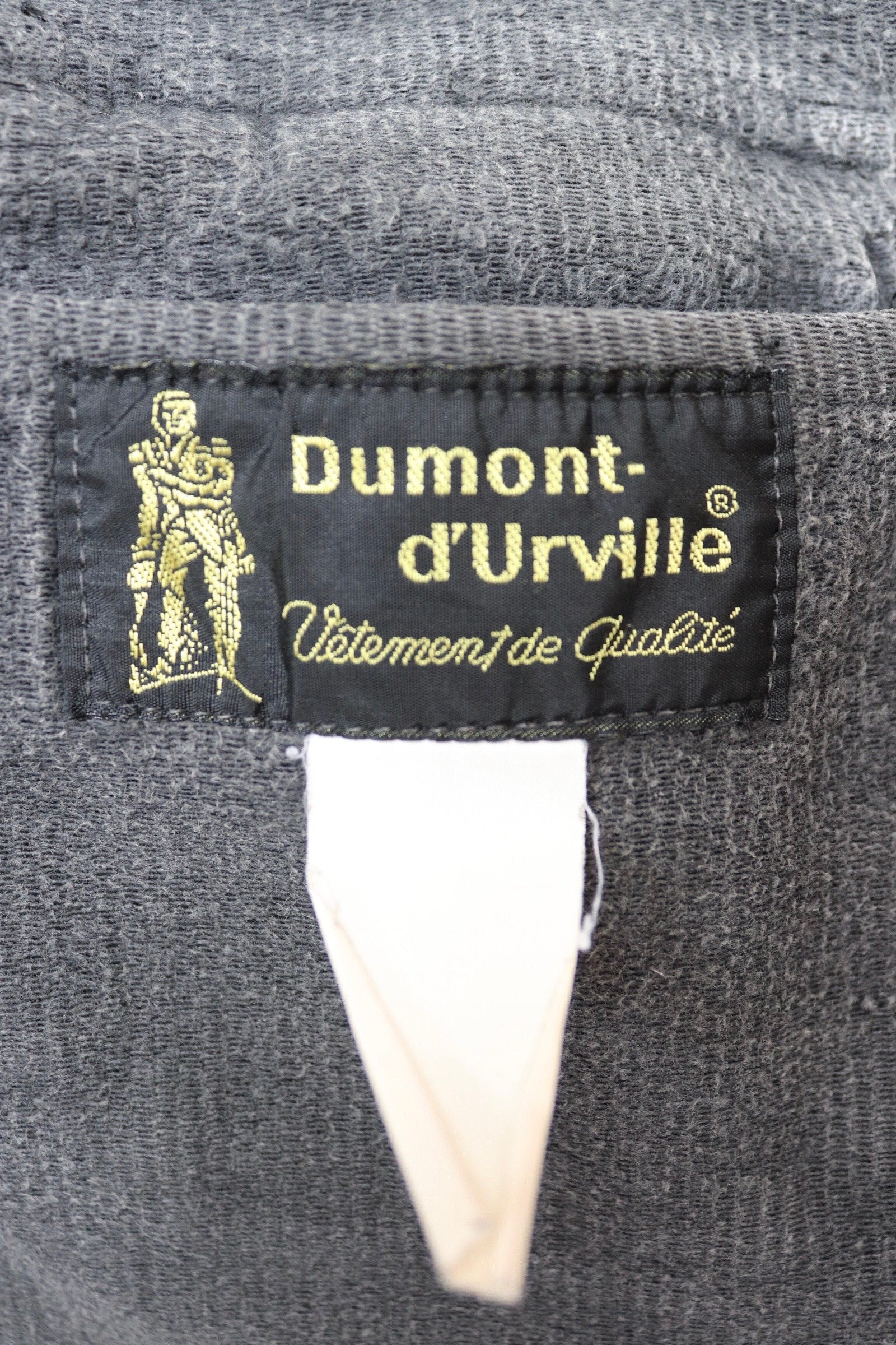 Vintage French workwear jacket 1960s 1970s grey taupe coutil pique corduroy hunting work 43” chest venery animal scene buttons