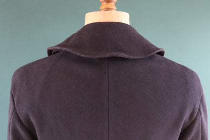 Vintage 1940s 40s WW2 midnight blue USN US navy naval wool pea deck coat jacket 39" chest military double breasted reefer
