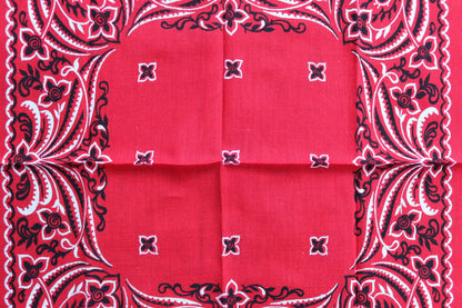 Vintage 1960s 60s turkey red printed bandana pocket square neckerchief 16” x 15.5” cotton color colour fast workwear