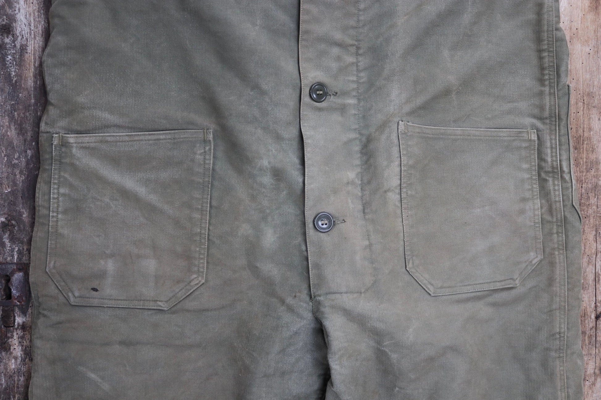 Vintage 1940s 40s WW2 era us navy USN NXSX khaki green insulated deck overalls dungarees bib brace 48” x 28” Talon zipper