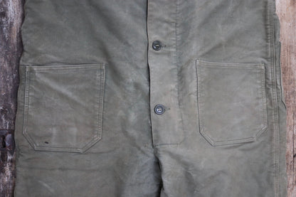 Vintage 1940s 40s WW2 era us navy USN NXSX khaki green insulated deck overalls dungarees bib brace 48” x 28” Talon zipper