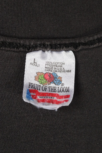 Vintage 1990s 90s Fruit of the Loom faded black biker motorcycle Bobo’s Speed custom cycle garage vest singlet t shirt 40” chest