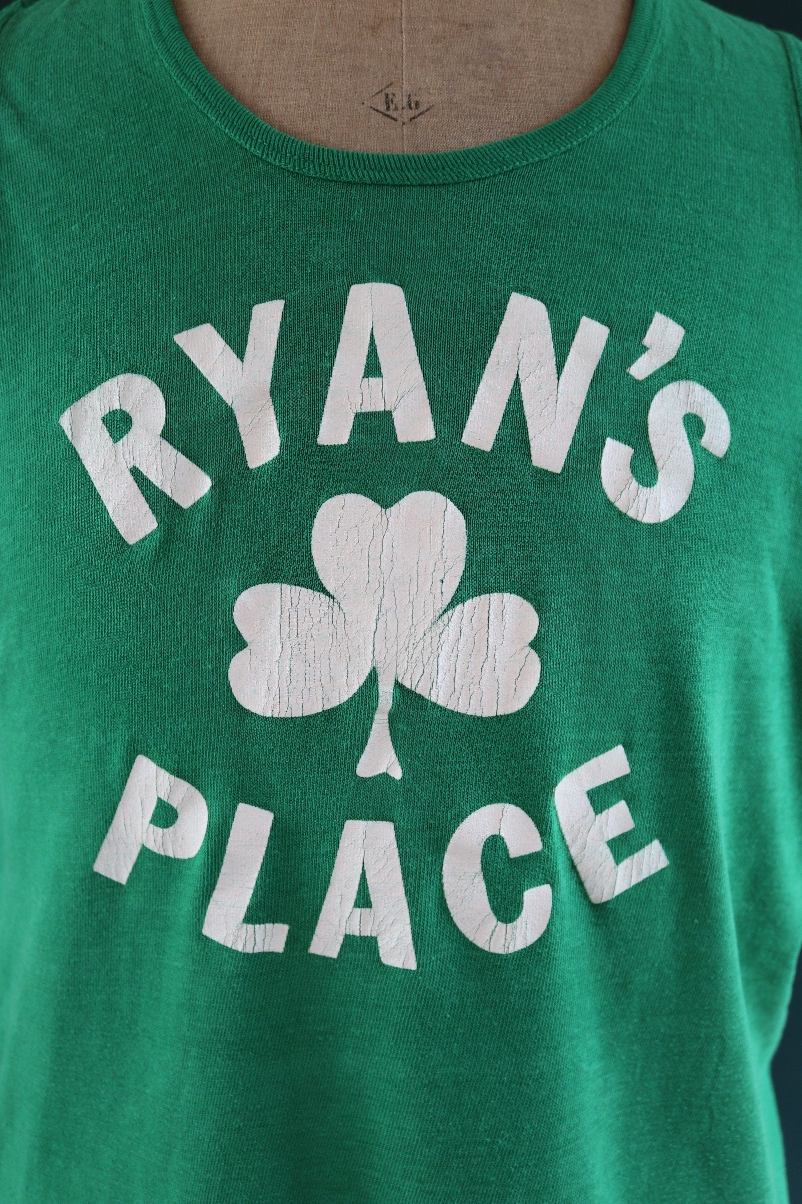 Vintage 1970s 80s Irish bar vest - green white sportswear singlet - 44" chest