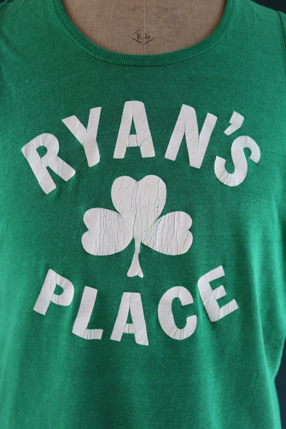 Vintage 1970s 80s Irish bar vest - green white sportswear singlet - 44" chest