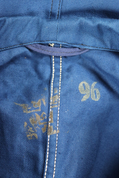 Vintage WW2 workwear jacket 1940s deadstock Swedish military hospital indigo blue cotton twill work chore 41” chest