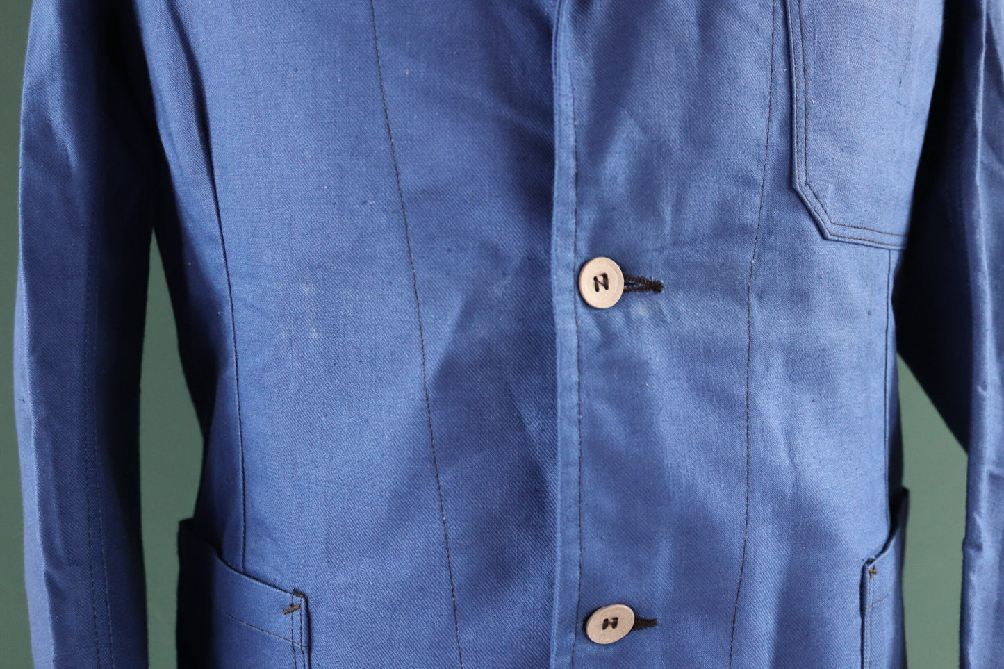 Vintage 1940s Swedish military hospital jacket - indigo cotton chore coat - 41" chest