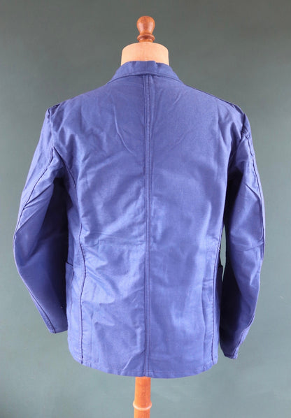 Vintage WW2 workwear jacket 1940s deadstock Swedish military hospital indigo blue cotton twill work chore 42” chest