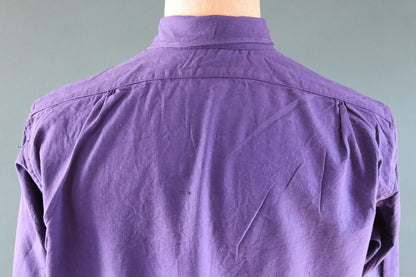 Vintage French workwear shirt 1940s 1950s indigo blue cotton work smock pop over 47” chest faded