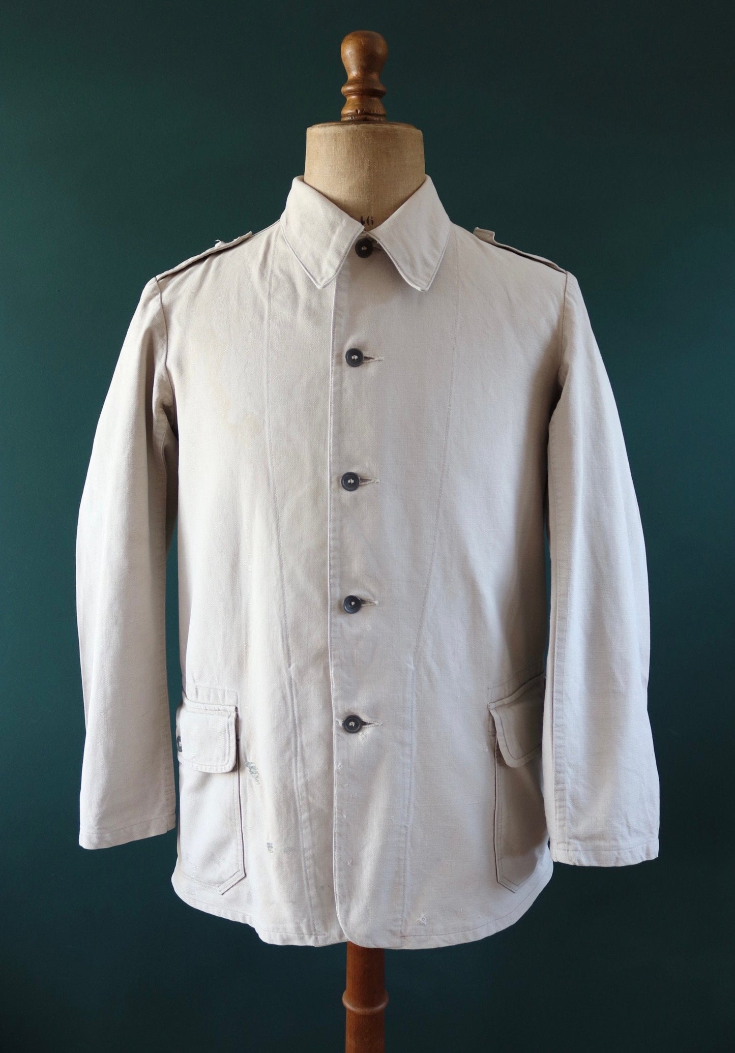 Vintage 1930s 30s 1940s 40s Swedish WW2 military civil defence army field cotton jacket tunic 41” chest work workwear chore