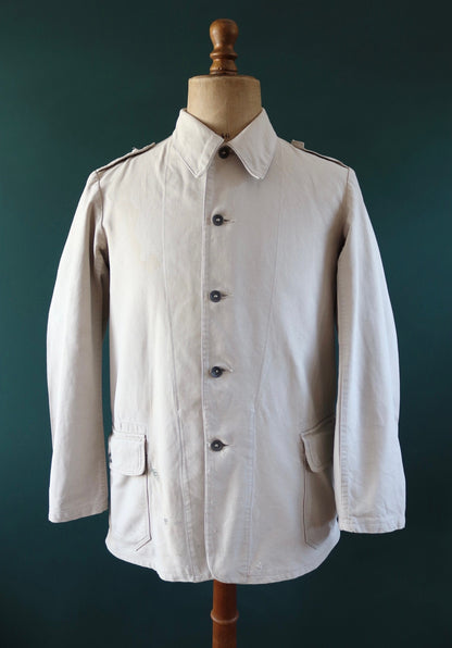 Vintage 1930s 30s 1940s 40s Swedish WW2 military civil defence army field cotton jacket tunic 41” chest work workwear chore