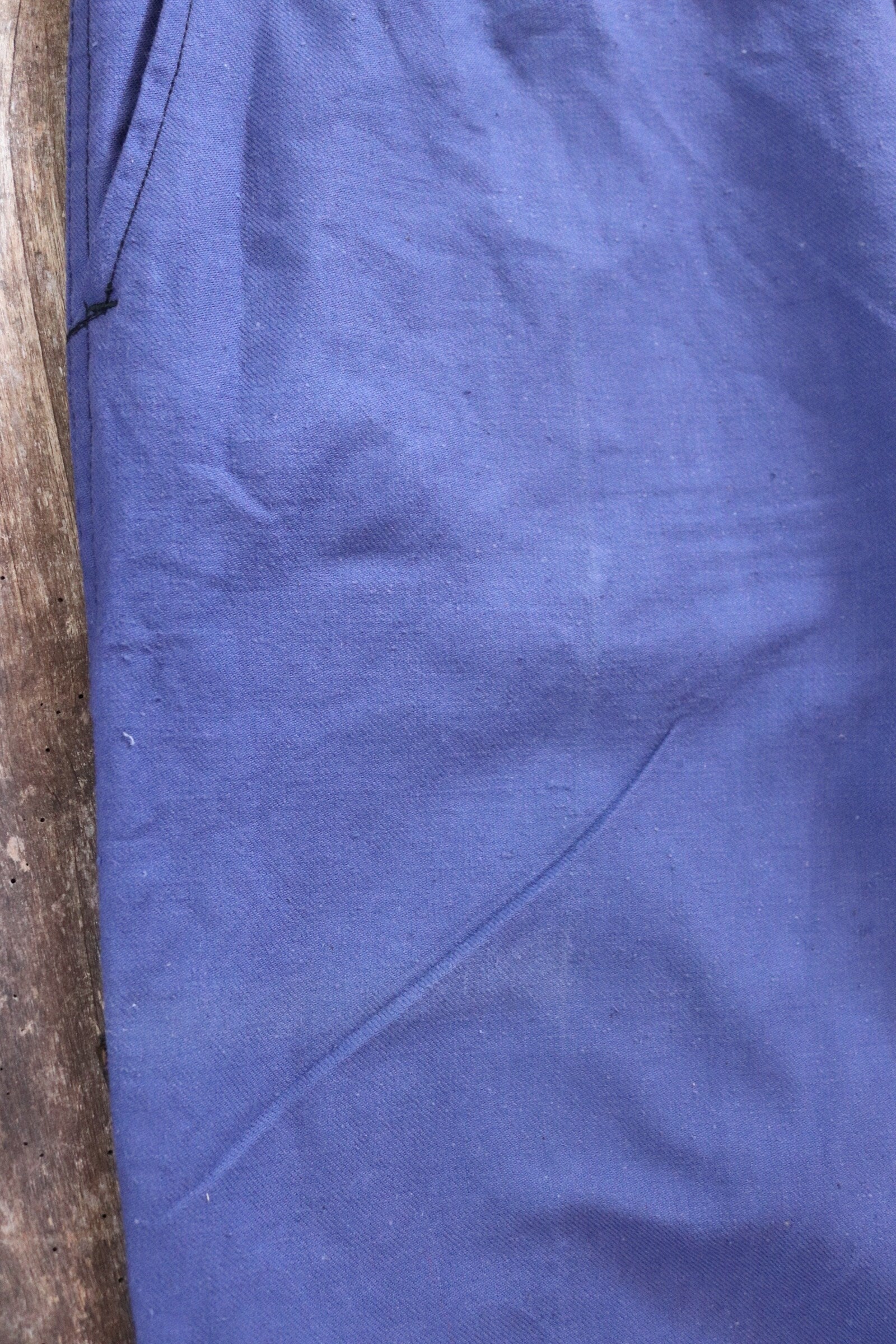 Vintage WW2 workwear trousers pants 1940s Swedish military hospital indigo blue cotton twill work chore 36” x 31” buckle cinch back