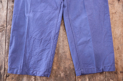 Vintage WW2 workwear trousers pants 1940s Swedish military hospital indigo blue cotton twill work chore 36” x 31” buckle cinch back