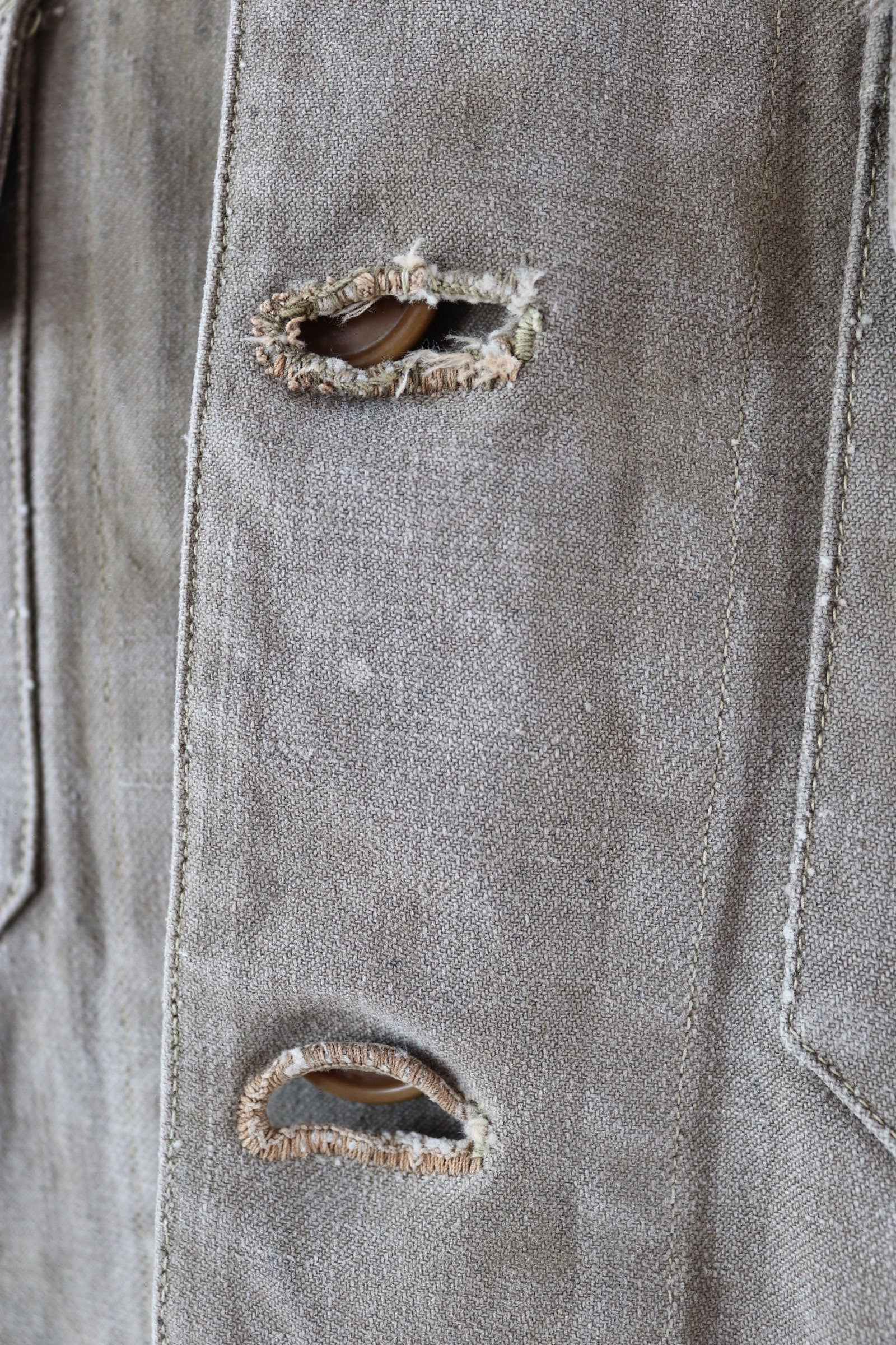 Vintage French workwear jacket - 1940s thick cotton canvas - 38” chest - walrus collar