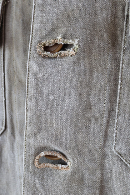 Vintage French workwear jacket - 1940s thick cotton canvas - 38” chest - walrus collar