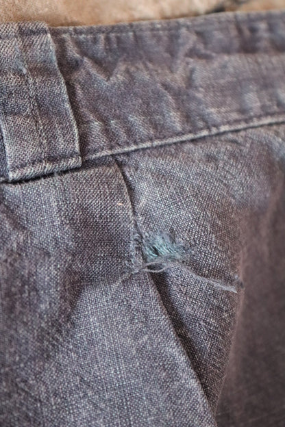Vintage French workwear trousers - indigo linen pants - antique maquignon - 1930s 40s chore - 44” x 32”