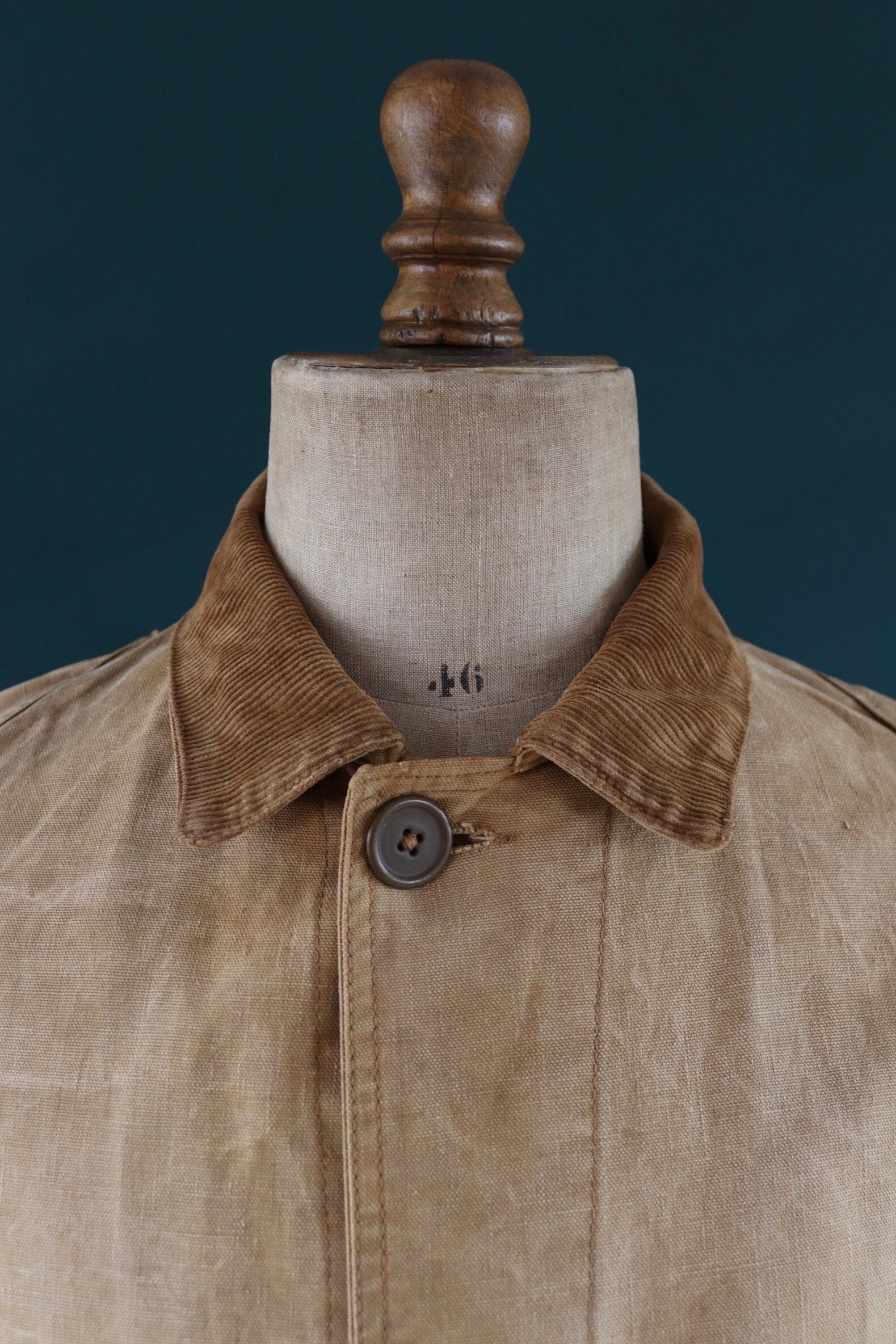Vintage 1920s 20s tin cloth duck cotton canvas hunting shooting jacket 48” chest Hettrick American workwear work chore