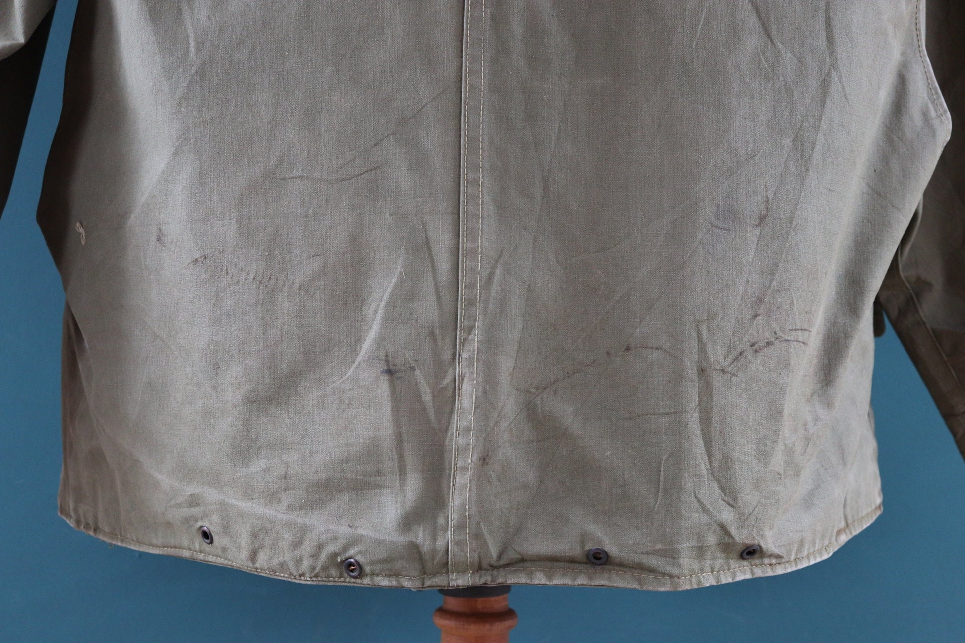 Vintage 1950s 50s Hinson Bodyguard khaki green tin cloth cotton canvas hunting jacket 50" chest work workwear chore shooting waterproof