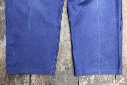 Vintage French work trousers pants 1950s workwear indigo cotton twill chore 37” x 26” high waist
