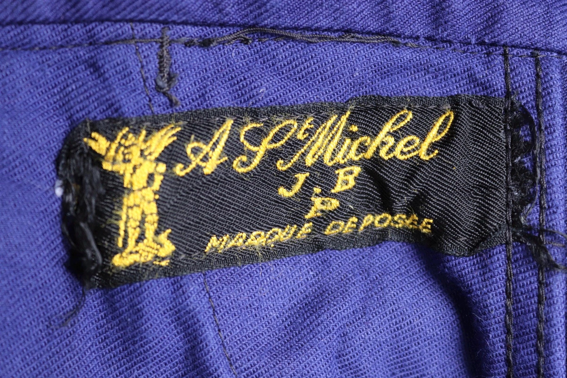 Vintage French work trousers pants 1950s workwear indigo cotton twill chore 37” x 26” high waist