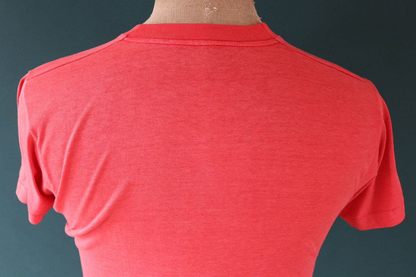 Vintage 1980s 80s faded red 50/50 poly cotton fireman fire service convention firefighter print sports sportswear t shirt 36” chest
