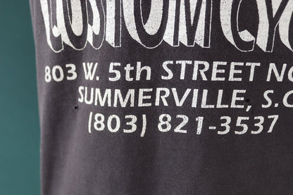 Vintage 1990s 90s Fruit of the Loom faded black biker motorcycle Bobo’s Speed custom cycle garage vest singlet t shirt 40” chest