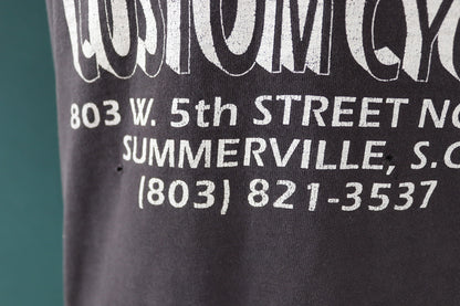 Vintage 1990s t shirt - faded black biker vest - Bobo’s Speed custom motorcycle garage - singlet - 40” chest