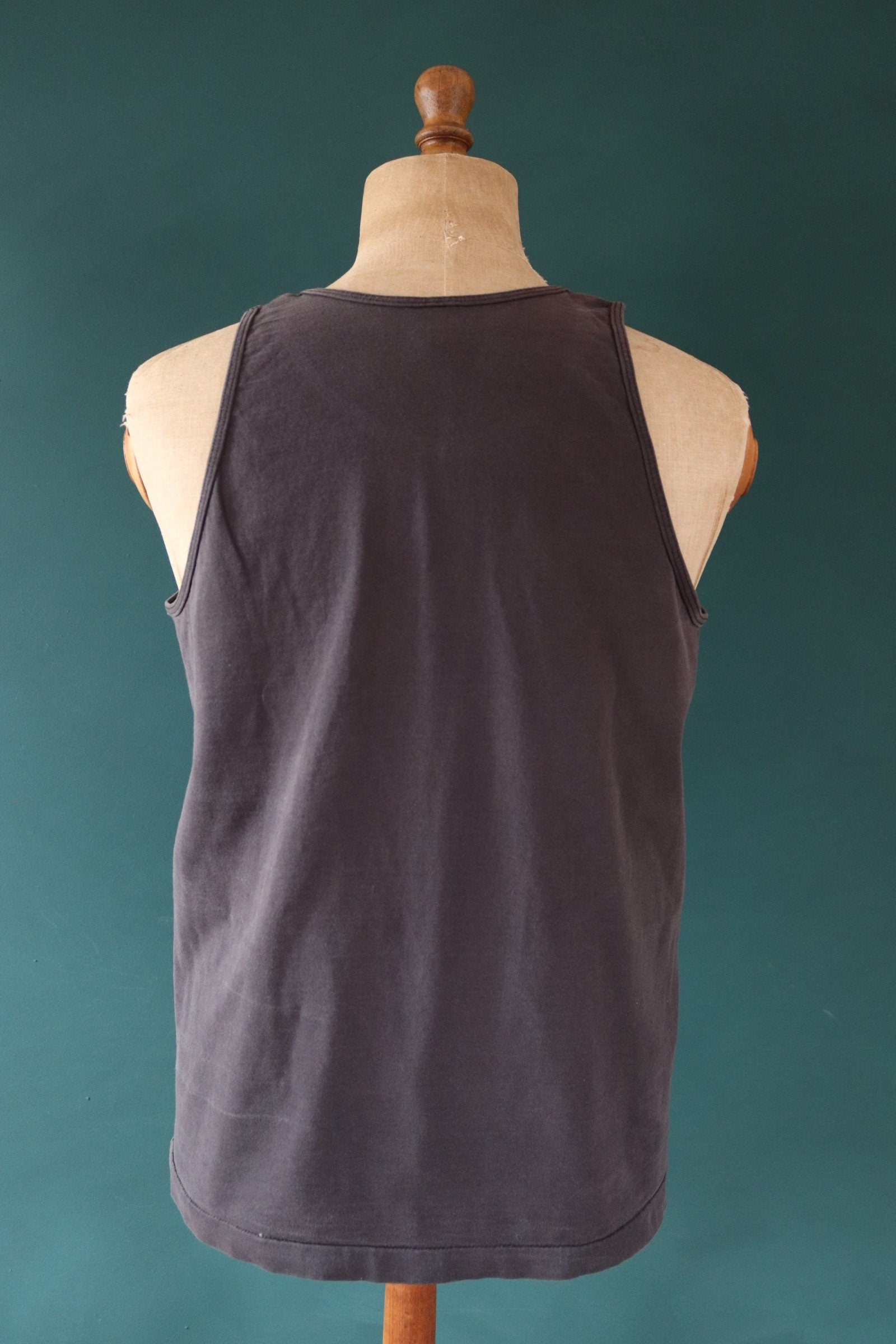 Vintage 1990s 90s Fruit of the Loom faded black biker motorcycle Bobo’s Speed custom cycle garage vest singlet t shirt 40” chest