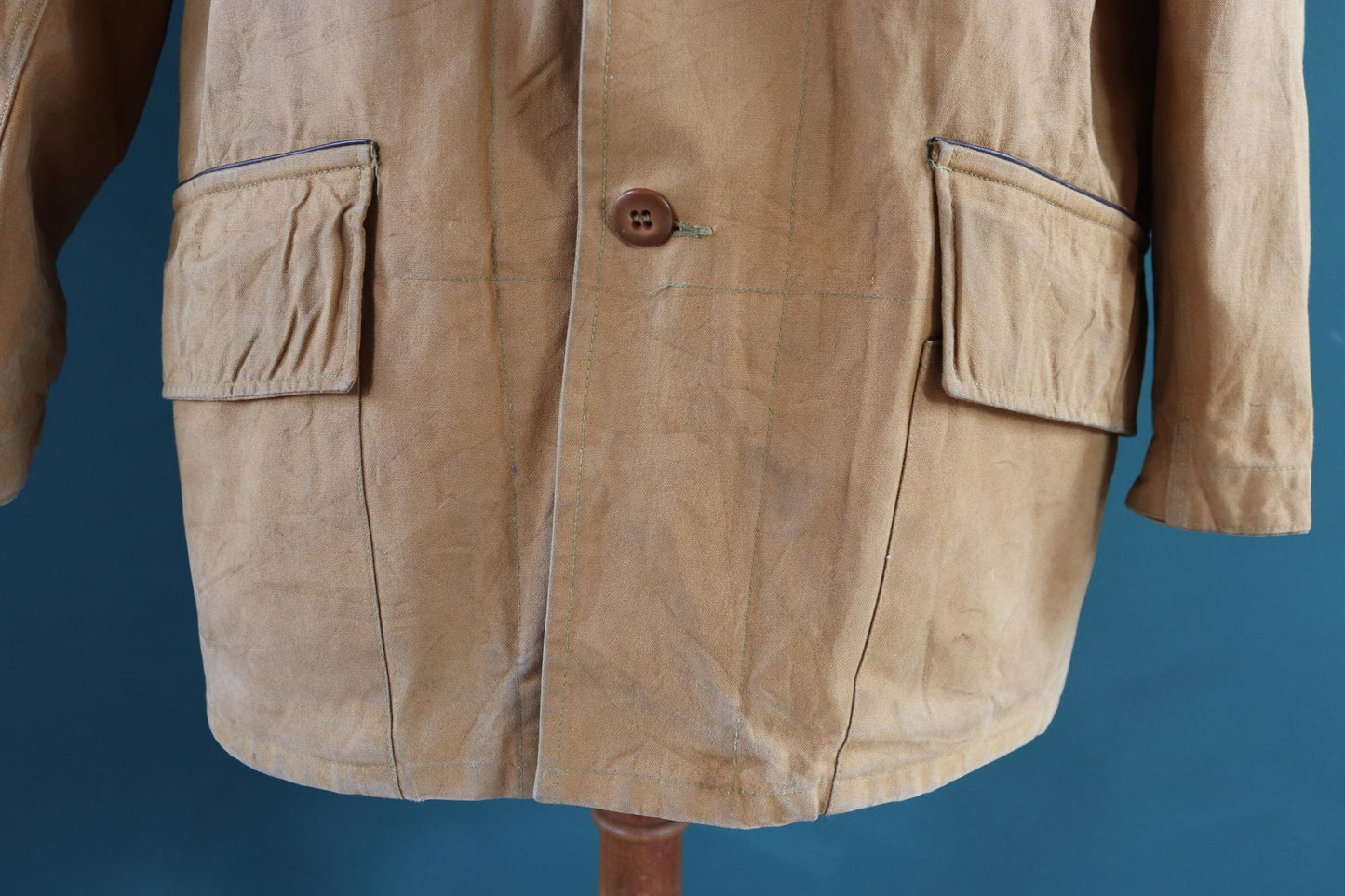 Vintage 1940s 40s 1950s 50s Duxbak duck cotton canvas tin cloth hunting shooting jacket 52” chest workwear work chore