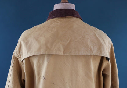 Vintage 1960s hunting jacket - brown tin cloth duck cotton canvas - Canadian workwear - 54” chest