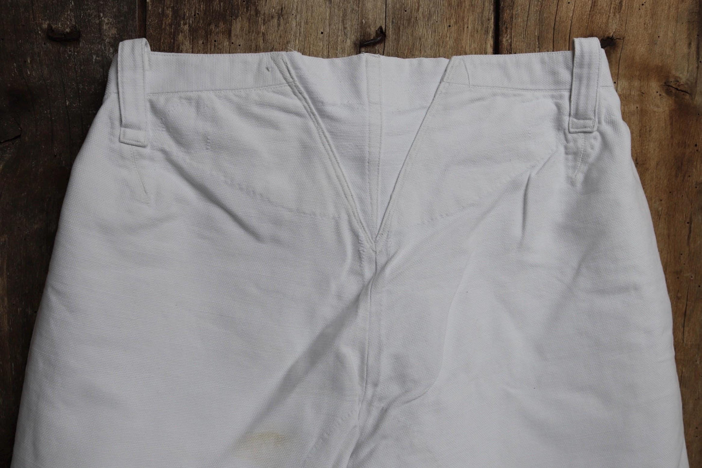 Vintage French shorts antique Belle Jardiniere 1910s 1920s white cotton work workwear chore 28” x 11”