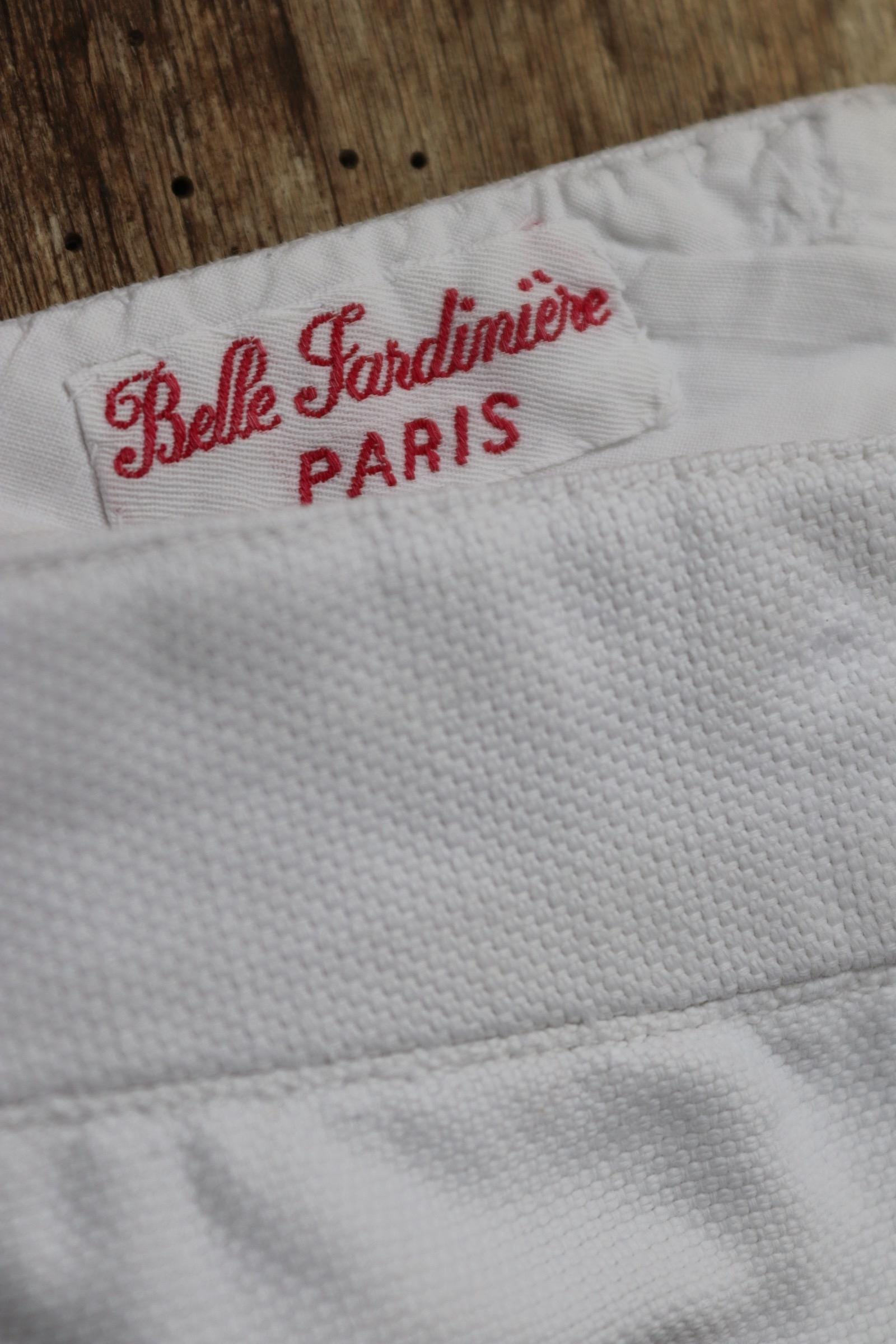 Vintage French shorts antique Belle Jardiniere 1910s 1920s white cotton work workwear chore 28” x 11”