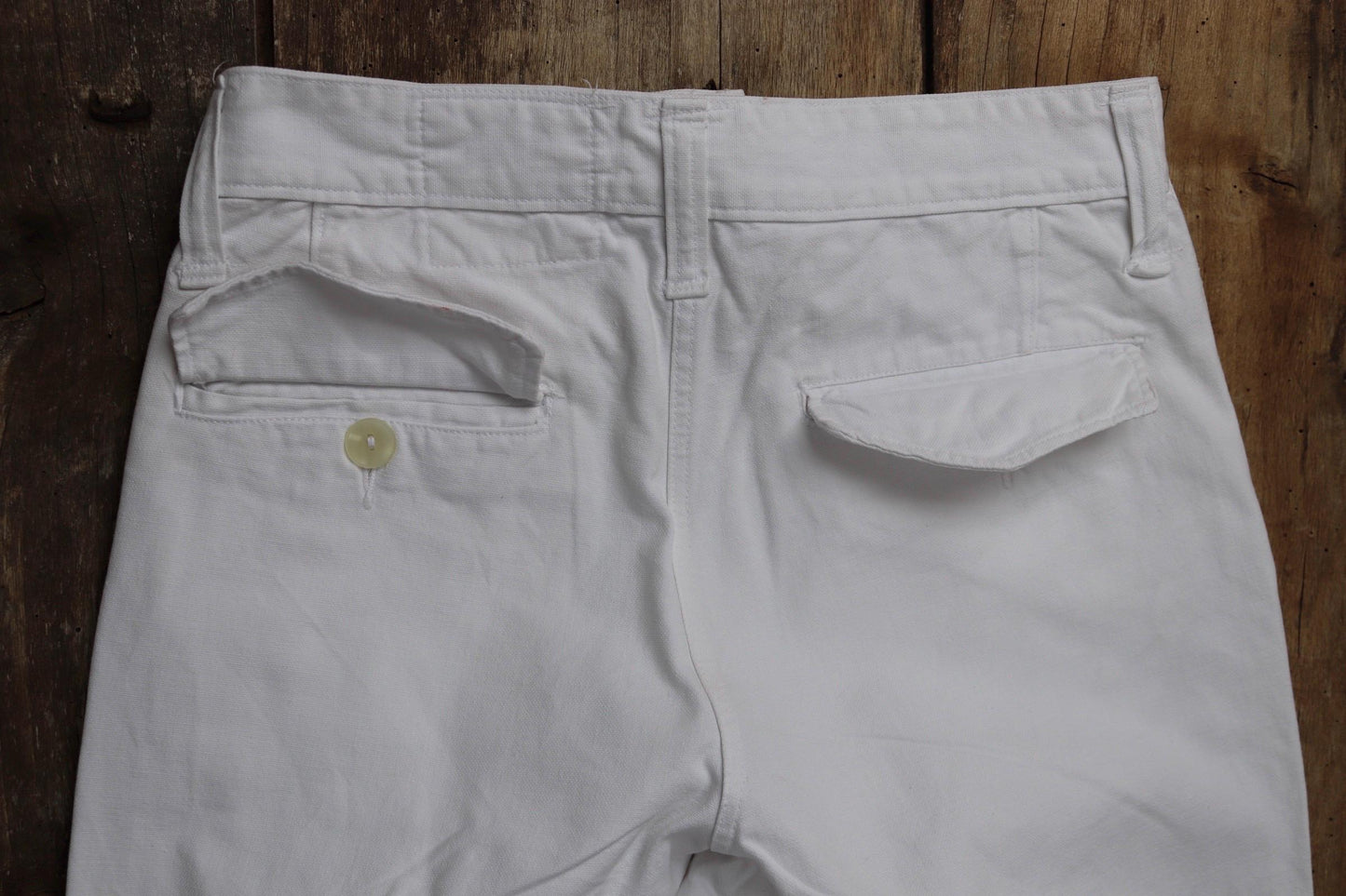 Vintage French trousers pants white cotton 1960s Marine Nationale navy naval 27” x 29” riviera beach bell bottoms fall front