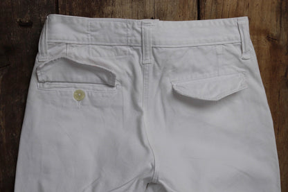 Vintage French trousers pants white cotton 1960s Marine Nationale navy naval 27” x 29” riviera beach bell bottoms fall front