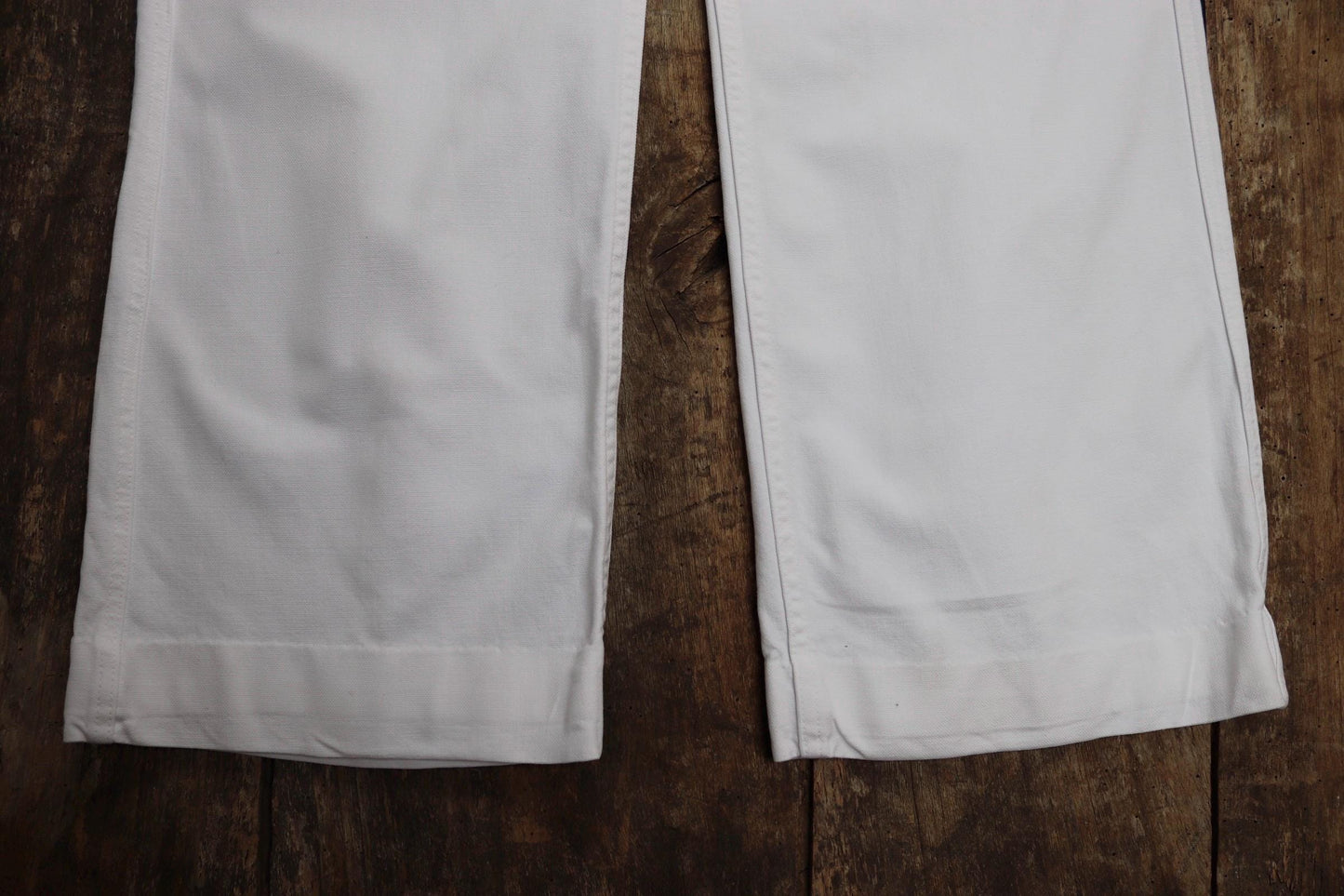 Vintage French trousers pants white cotton 1960s Marine Nationale navy naval 27” x 29” riviera beach bell bottoms fall front