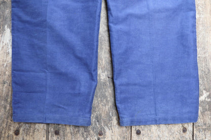 Vintage French workweara overalls dungarees moleskin 1950s 1960s work chore bib brace 34” x 27” bleu de travail