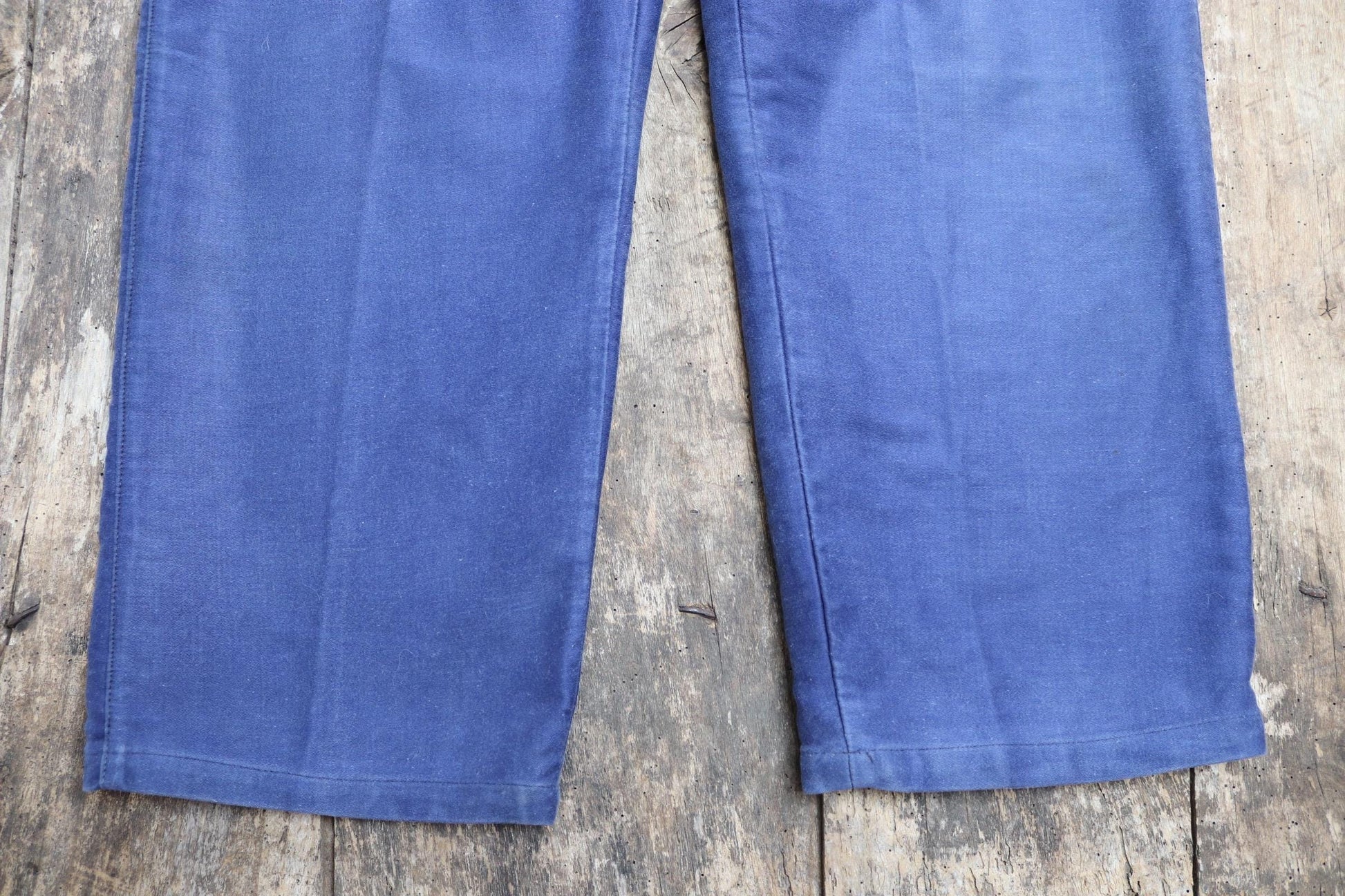 Vintage 1950s French workwear overalls - blue moleskin dungarees - 34" x 27"