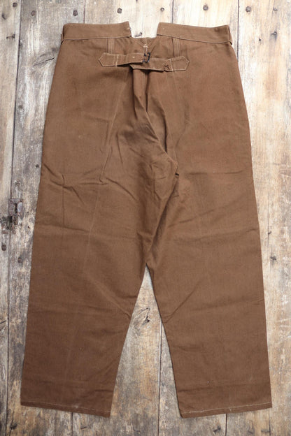 Vintage French workwear trousers pants 1960s 1970s SNCF railway railroad engineer chore 36” x 28” duck cotton canvas buckle back