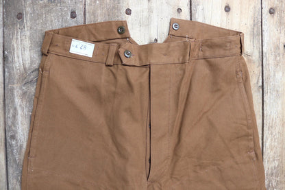 Vintage French chore trousers pants workwear 1960s 1970s SNCF railway railroad engineer work 37” x 28” duck cotton canvas buckle back