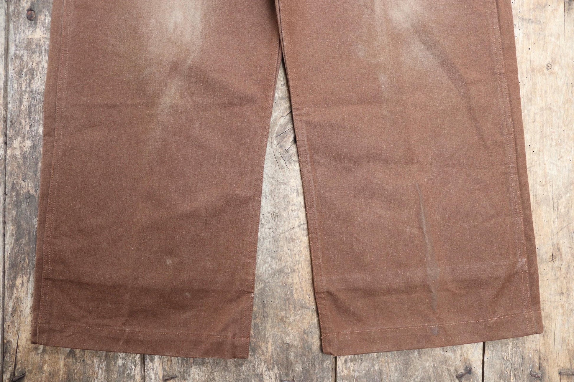 Vintage French chore trousers pants workwear 1960s 1970s SNCF railway railroad engineer work 34” x 29” duck cotton canvas buckle back