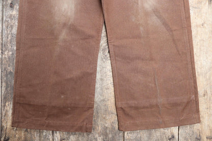Vintage French chore trousers pants workwear 1960s 1970s SNCF railway railroad engineer work 34” x 29” duck cotton canvas buckle back