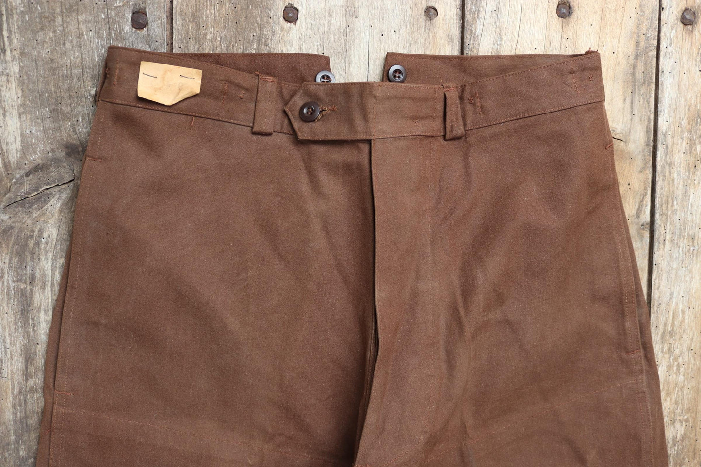 Vintage French workwear trousers - SNCF railway engineer pants - 1960s 70s - 34” x 29” - duck cotton canvas - buckle back