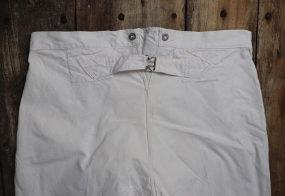 Vintage French buckle back trousers workwear 1940s 1950s deadstock military hospital ecru work chore 41” x 33”