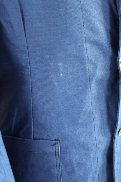 Vintage WW2 workwear jacket 1940s deadstock Swedish military hospital indigo blue cotton twill work chore 41” chest